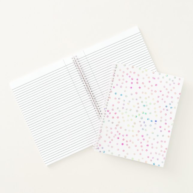 Cuaderno Diseño blanco de puntos de brillo iridiscente eleg (Interior)