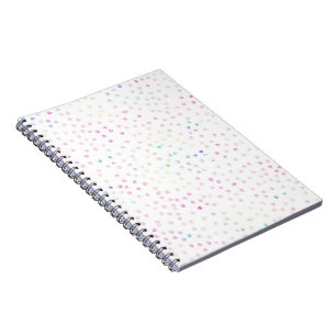 Cuaderno Diseño blanco de puntos de brillo iridiscente eleg