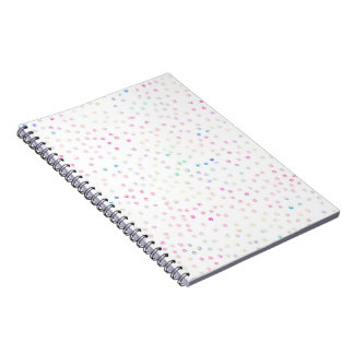 Cuaderno Diseño blanco de puntos de brillo iridiscente eleg