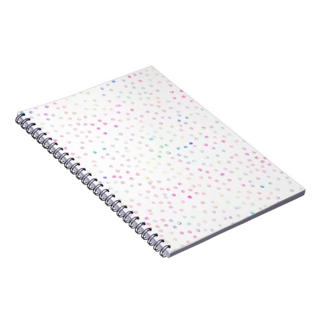 Cuaderno Diseño blanco de puntos de brillo iridiscente eleg (Lado Derecho)