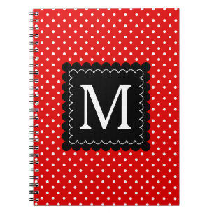 Cuaderno Diseño blanco rojo del monograma del negro del