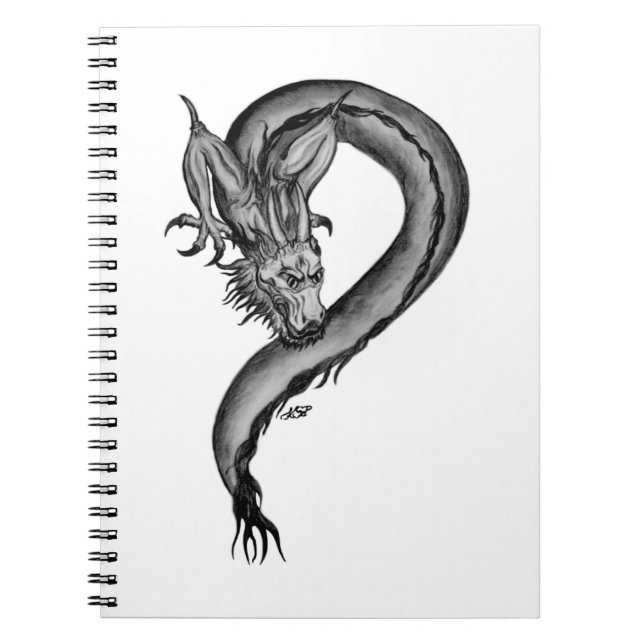 Cuaderno Diseño blanco y negro de Dragon (Frente)