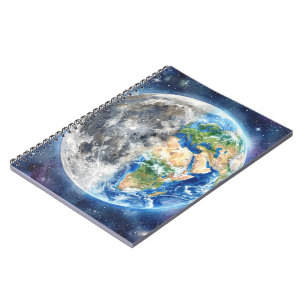 Cuaderno Diseño Celestial de Galaxia con Acuarela de Tierra