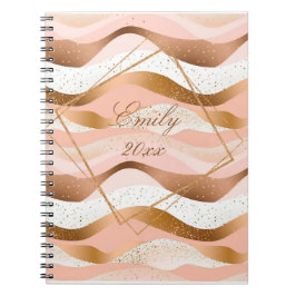 Cuaderno Diseño cepillado de Rosa Purpurina de oro
