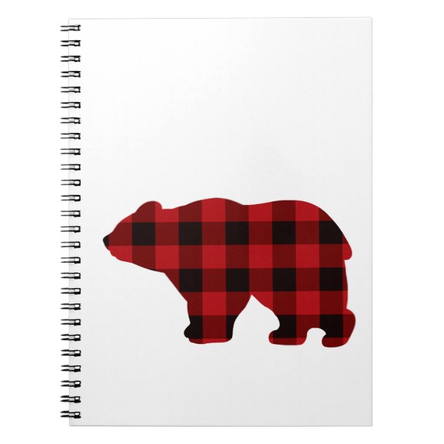 Cuaderno Diseño clásico de oso de plástico rojo y negro (Frente)