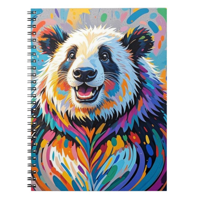 Cuaderno Diseño colorido y abstracto de arte animal panda (Frente)