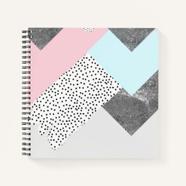 Cuaderno Diseño con puntos de mármol geométrico Pastel (Anverso)