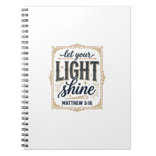 Cuaderno Diseño Cristiano Deja Que Tu Luz Brille Mateo 5_16