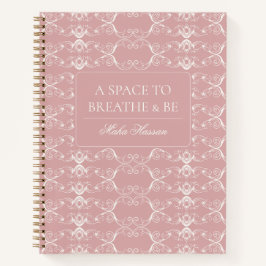 Cuaderno Diseño Curvo en Vector Rosa Polvo con Nombre Perso