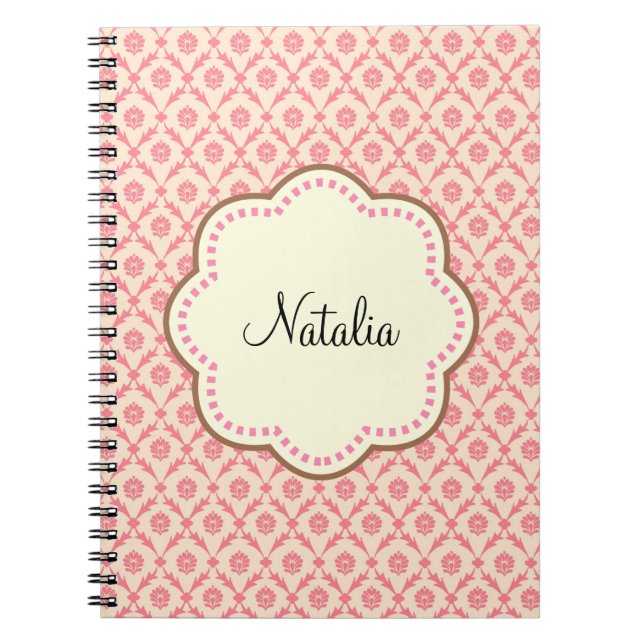 Cuaderno Diseño damasco en rosa (Frente)