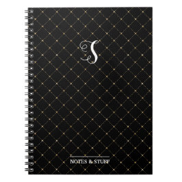 Cuaderno Diseño de abeja de honeycomb negro con monograma