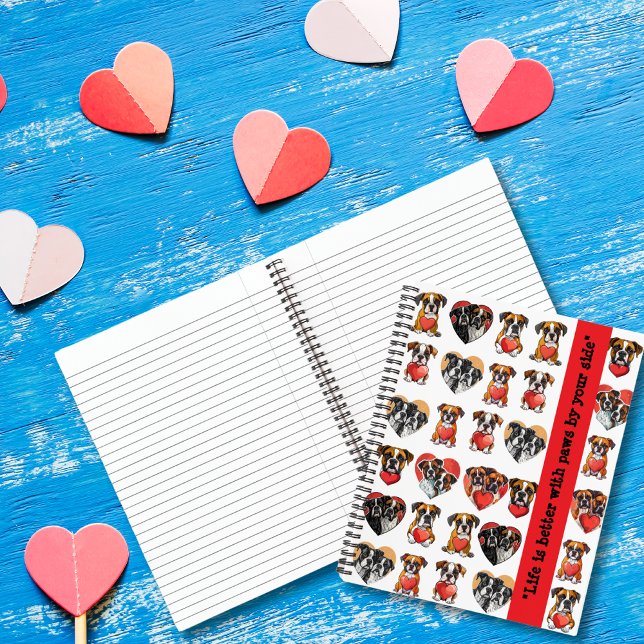 Cuaderno Diseño de acuarela Boxer Dog Valentine (Boxer Dog Valentine Watercolor Design Notebook)