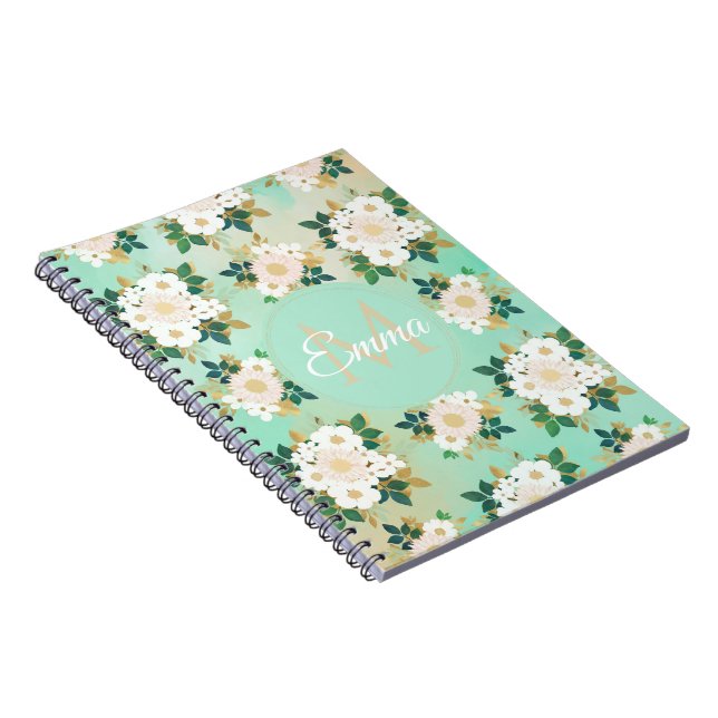 Cuaderno Diseño de acuarela de flores blancas románticas (Lado Derecho)