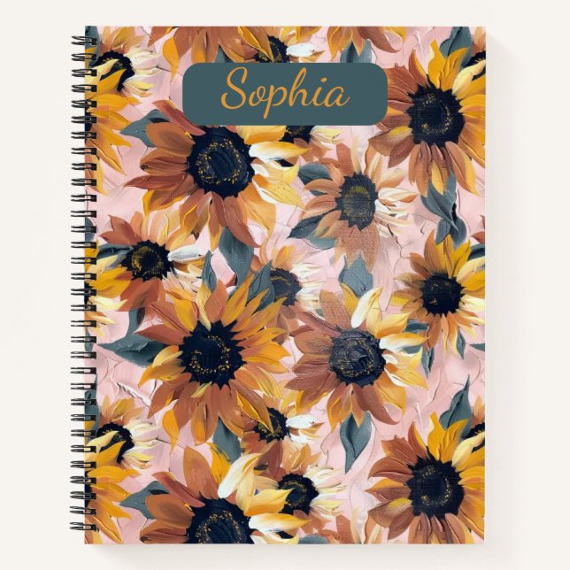 Cuaderno Diseño de acuarela de girasol (Anverso)