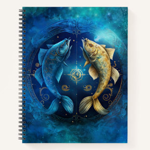 Cuaderno Diseño de Acuarela del Signo Zodiacal Piscis