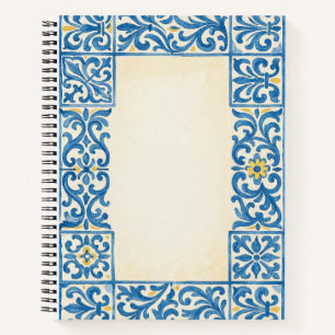 Cuaderno diseño de acuarela fija portuguesa de azulejo