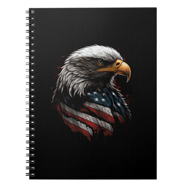 Cuaderno diseño de águila con bandera estadounidense (Frente)