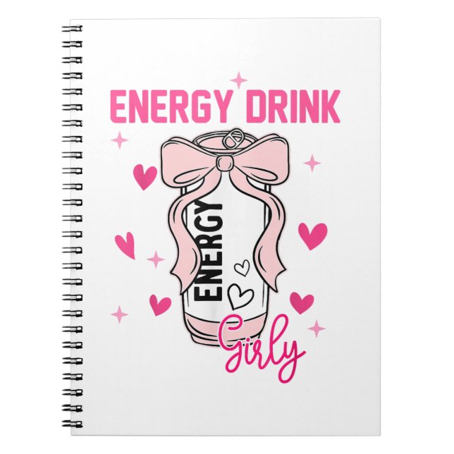 Cuaderno Diseño de Amante de Bebida Energética Girly Funny (Frente)