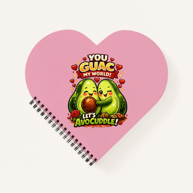 Cuaderno Diseño de amor de San Valentín de aguacate lindo,  (Anverso)