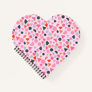 Cuaderno Diseño de amor geométrico en crema, rosa y mediano