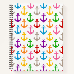 Cuaderno Diseño de Ancla de Barco Colorida Blanca