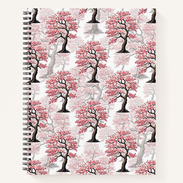 Cuaderno Diseño de árbol de cerezo rosa Sakura (Anverso)