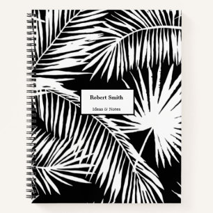 Cuaderno Diseño de árbol de palma blanco y negro
