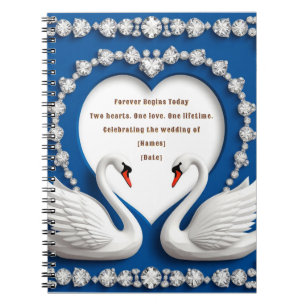 Cuaderno Diseño de arco de boda de amor cisne azul diamante
