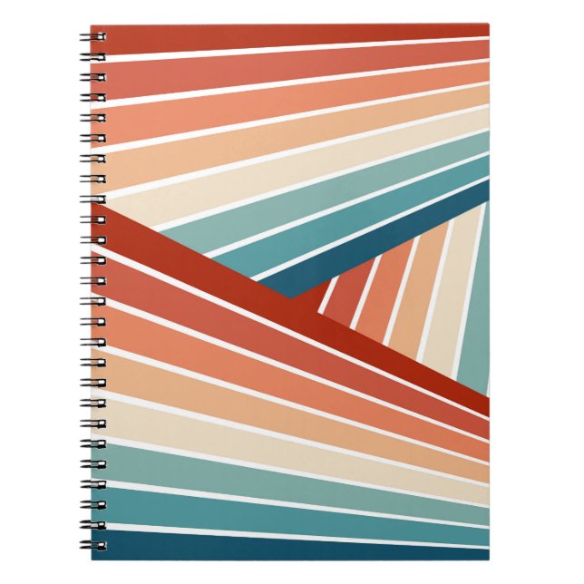 Cuaderno Diseño de arco iris diagonal de color retro (Frente)