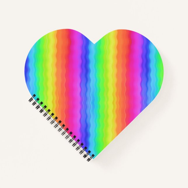 Cuaderno Diseño de arcoiris colorido diagonal ondulado (Anverso)