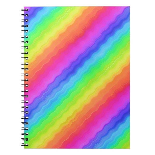 Cuaderno Diseño de arcoíris colorido diagonal ondulado (Frente)