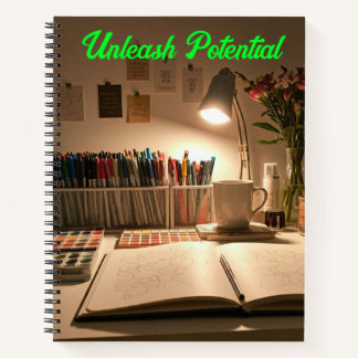 Cuaderno Diseño de área de trabajo creativa vibrante