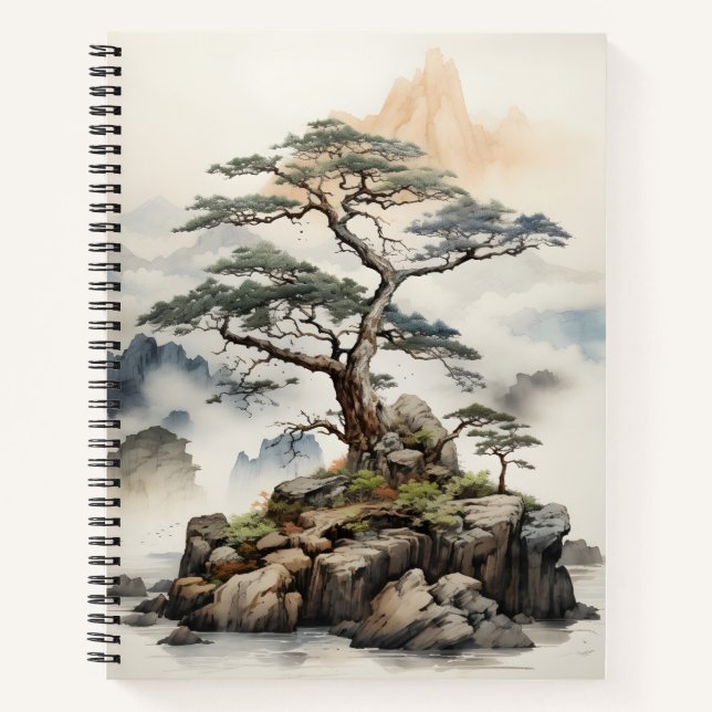 Cuaderno Diseño de arte Bonsai Tree en la naturaleza japone (Anverso)