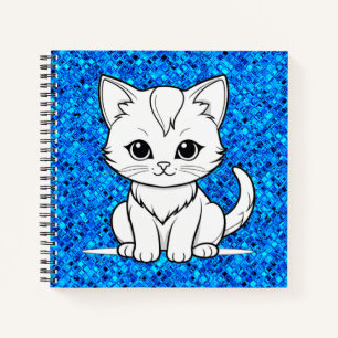 Cuaderno Diseño de arte de línea de gatito gato estilizado-