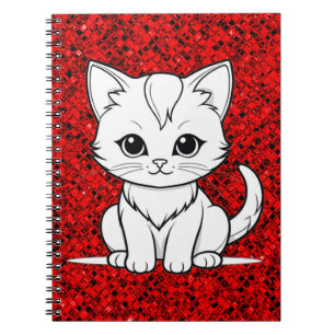 Cuaderno Diseño de arte de línea de gatito gato estilizado-