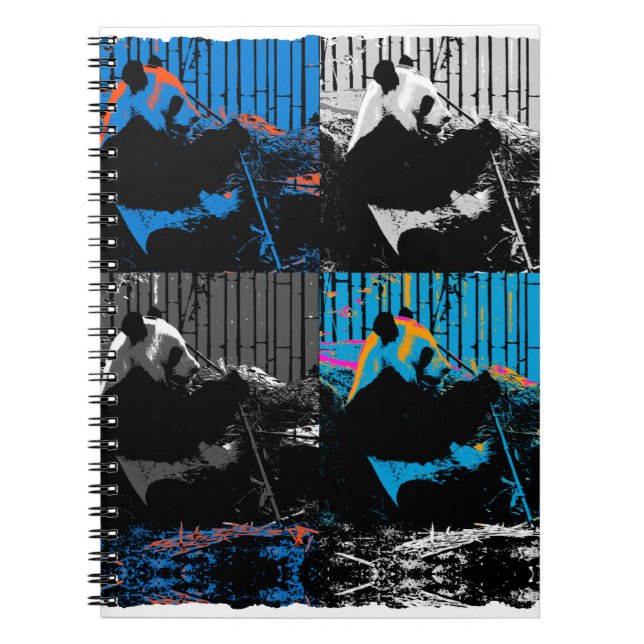 Cuaderno Diseño de arte moderno multipanel de oso panda (Frente)