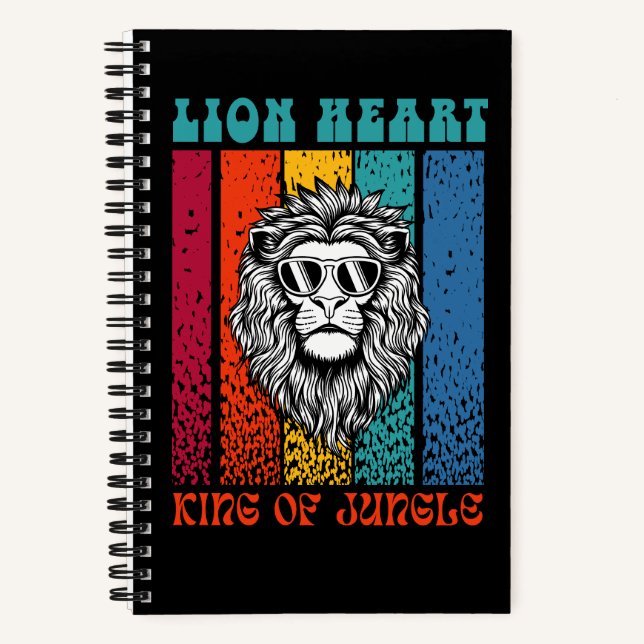 Cuaderno Diseño de arte retro de Lion Heart (Anverso)