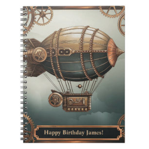 Cuaderno Diseño de aventura vintage de dirigible steampunk