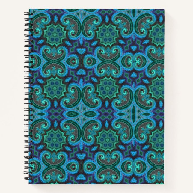 Cuaderno Diseño de baldosas azul profundo (Anverso)