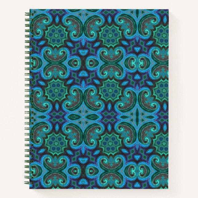 Cuaderno Diseño de baldosas azul profundo (Anverso)