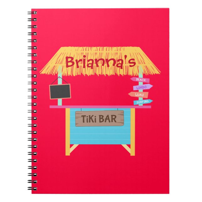 Cuaderno Diseño de barra Tiki rosa caliente (Frente)