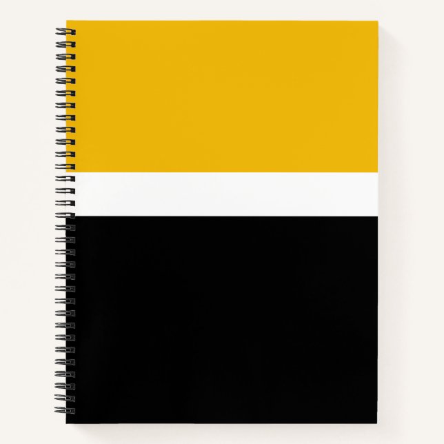 Cuaderno Diseño de bloques de color amarillo blanco negro (Anverso)