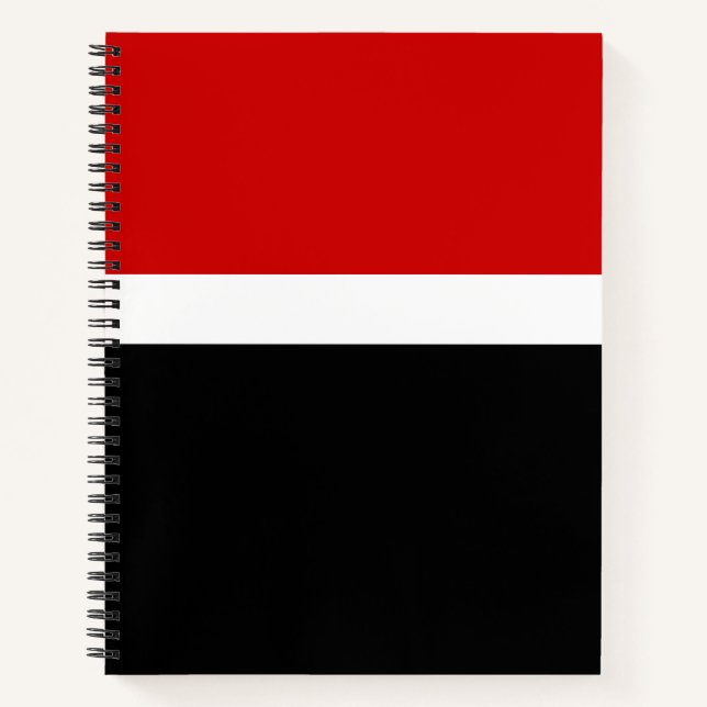 Cuaderno Diseño de bloques de color rojo blanco negro (Anverso)