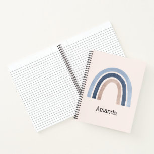 Cuaderno Diseño de boho arcoiris azul y rosa