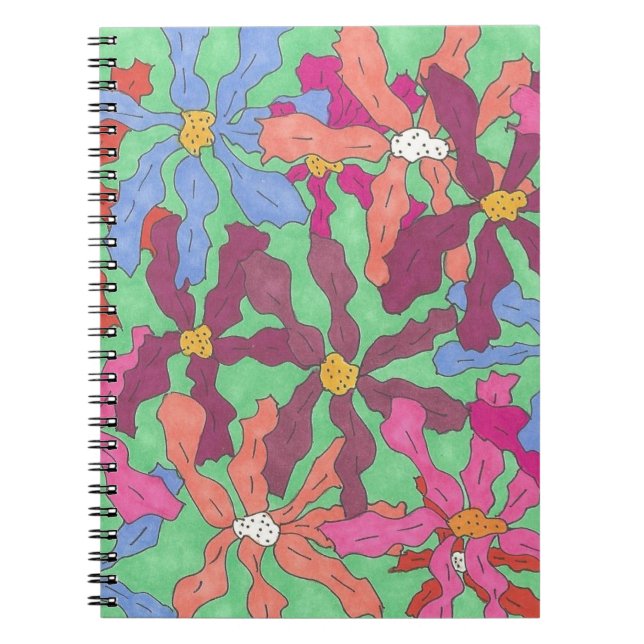 Cuaderno Diseño de boho de patrones de flor retro (Frente)