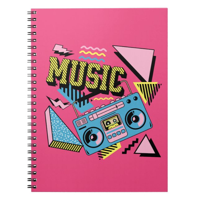Cuaderno Diseño de boombox de música de estilo retro (Frente)