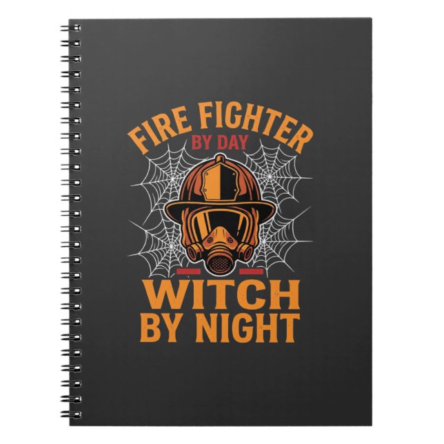 Cuaderno Diseño de bruja de Halloween para bomberos (Frente)