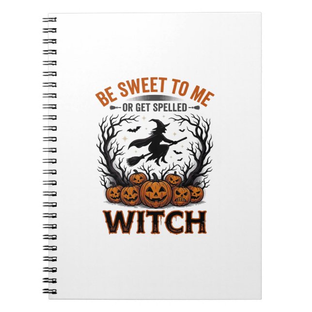 Cuaderno Diseño de Bruja de Halloween Sé Dulce o Ser Maldec (Frente)