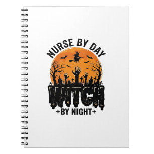 Cuaderno Diseño de bruja enfermera vintage de Halloween_1