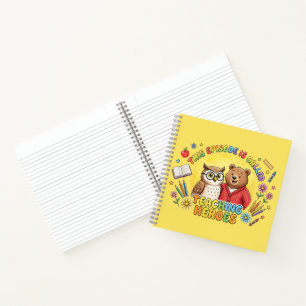 Cuaderno Diseño de búho y oso de maestro lindo